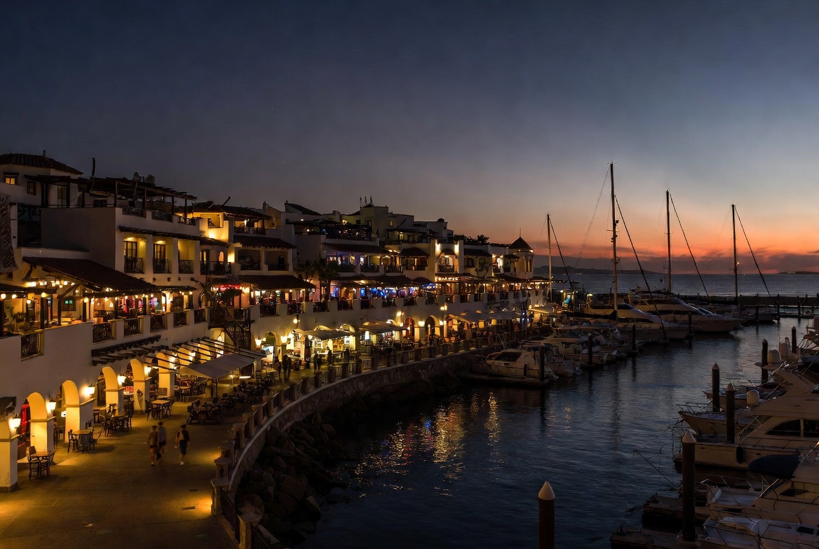Cabo marina at night